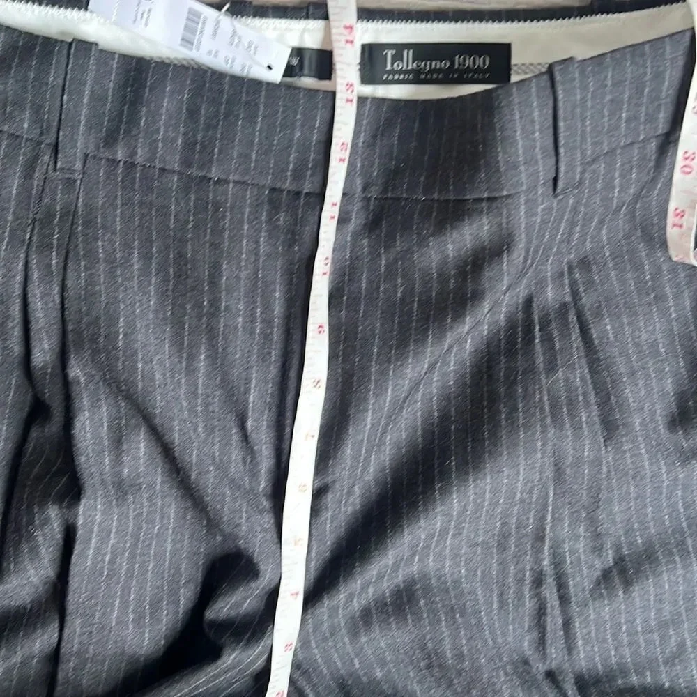 NEW j Crew Pleat-front pant in pinstripe Italian brushed wool